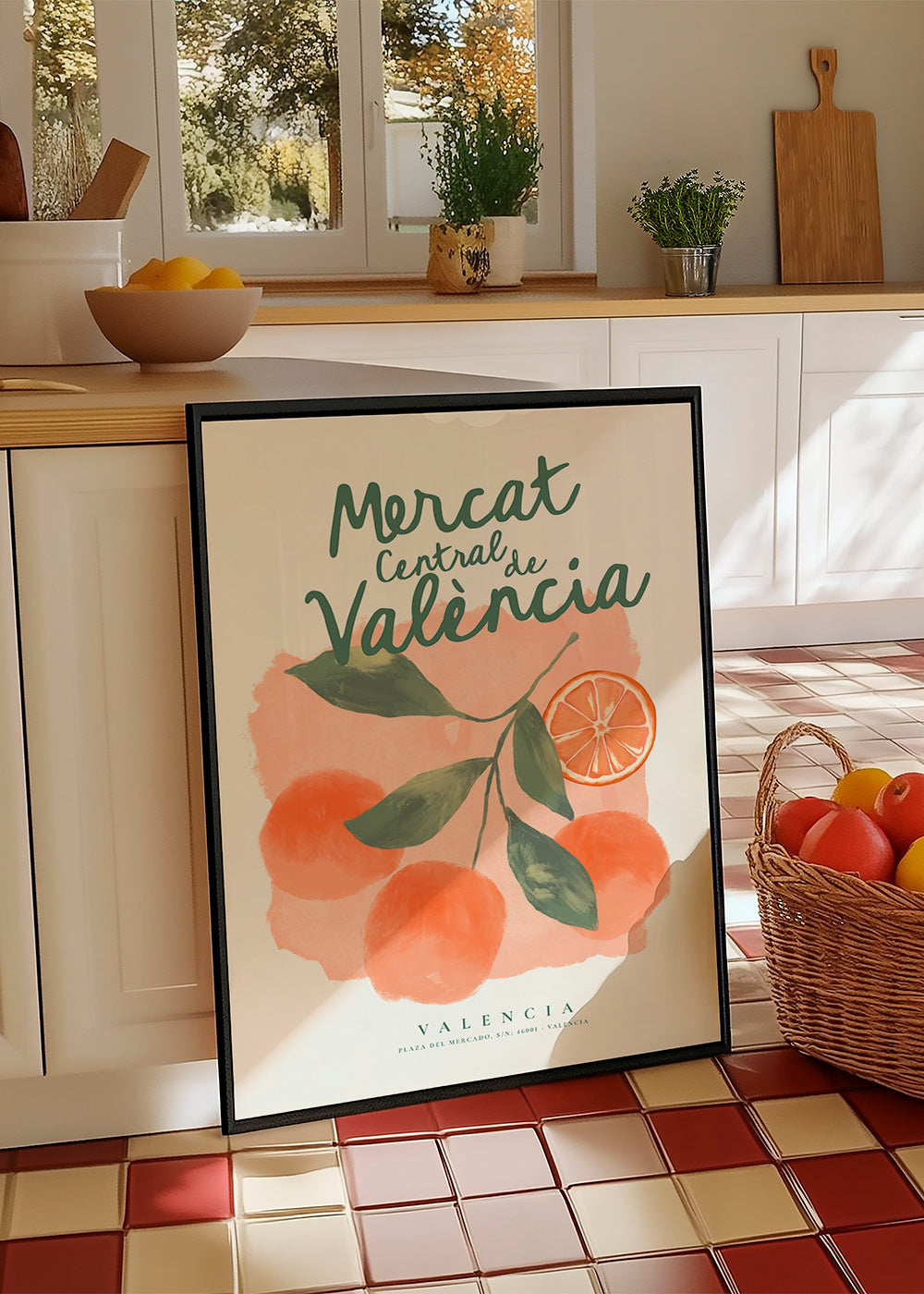 Keuken kunst Mercat Central met sinaasappels