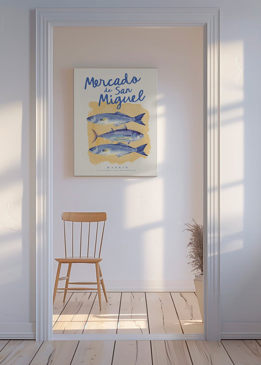 Keuken kunst Mercado de San Miguel met blauwe vissen