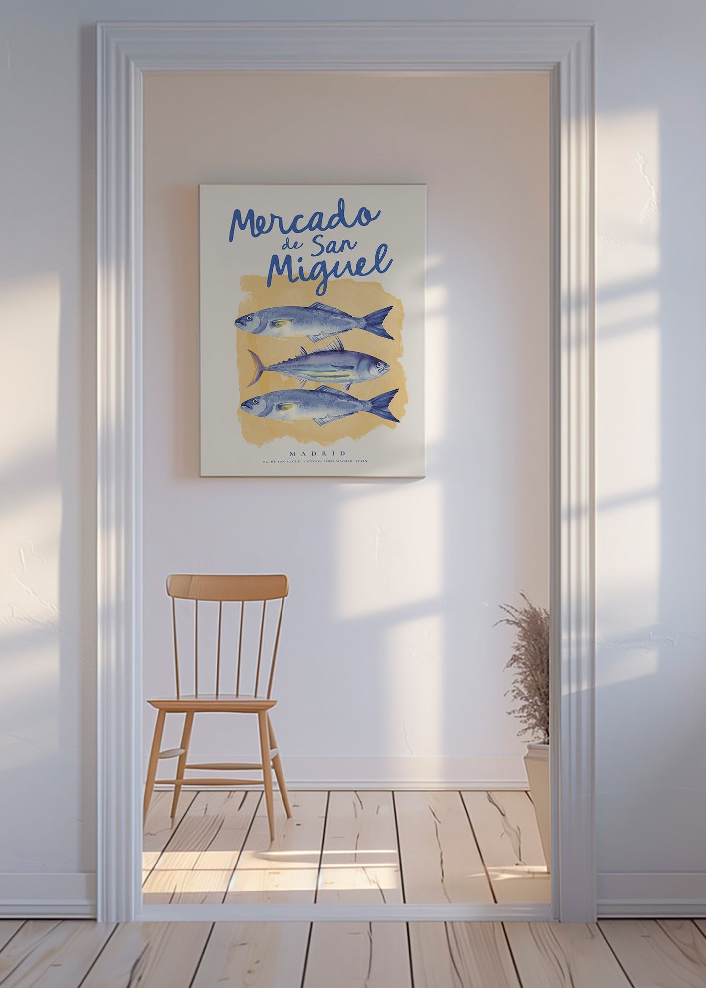 Keuken kunst Mercado de San Miguel met blauwe vissen