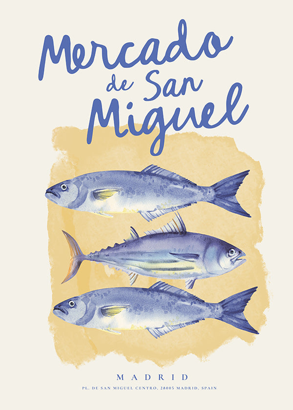 Keuken kunst Mercado de San Miguel met blauwe vissen