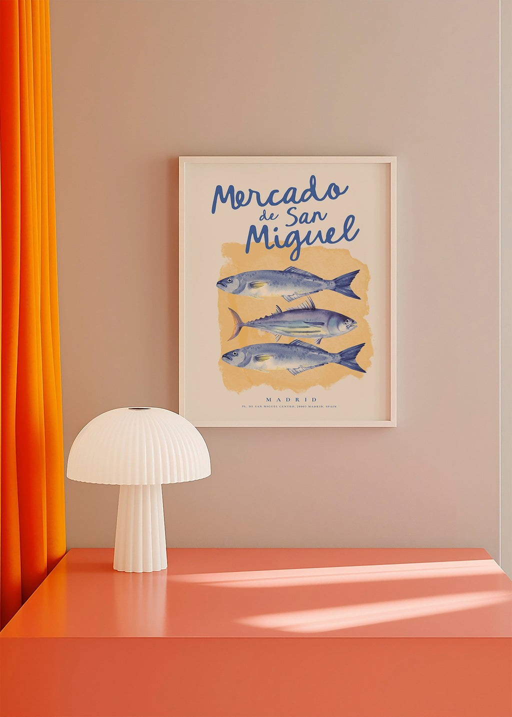 Keuken kunst Mercado de San Miguel met blauwe vissen