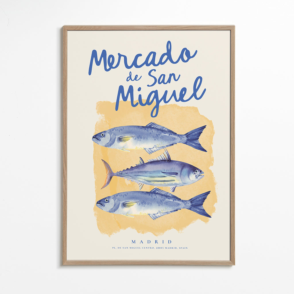 Keuken kunst Mercado de San Miguel met blauwe vissen