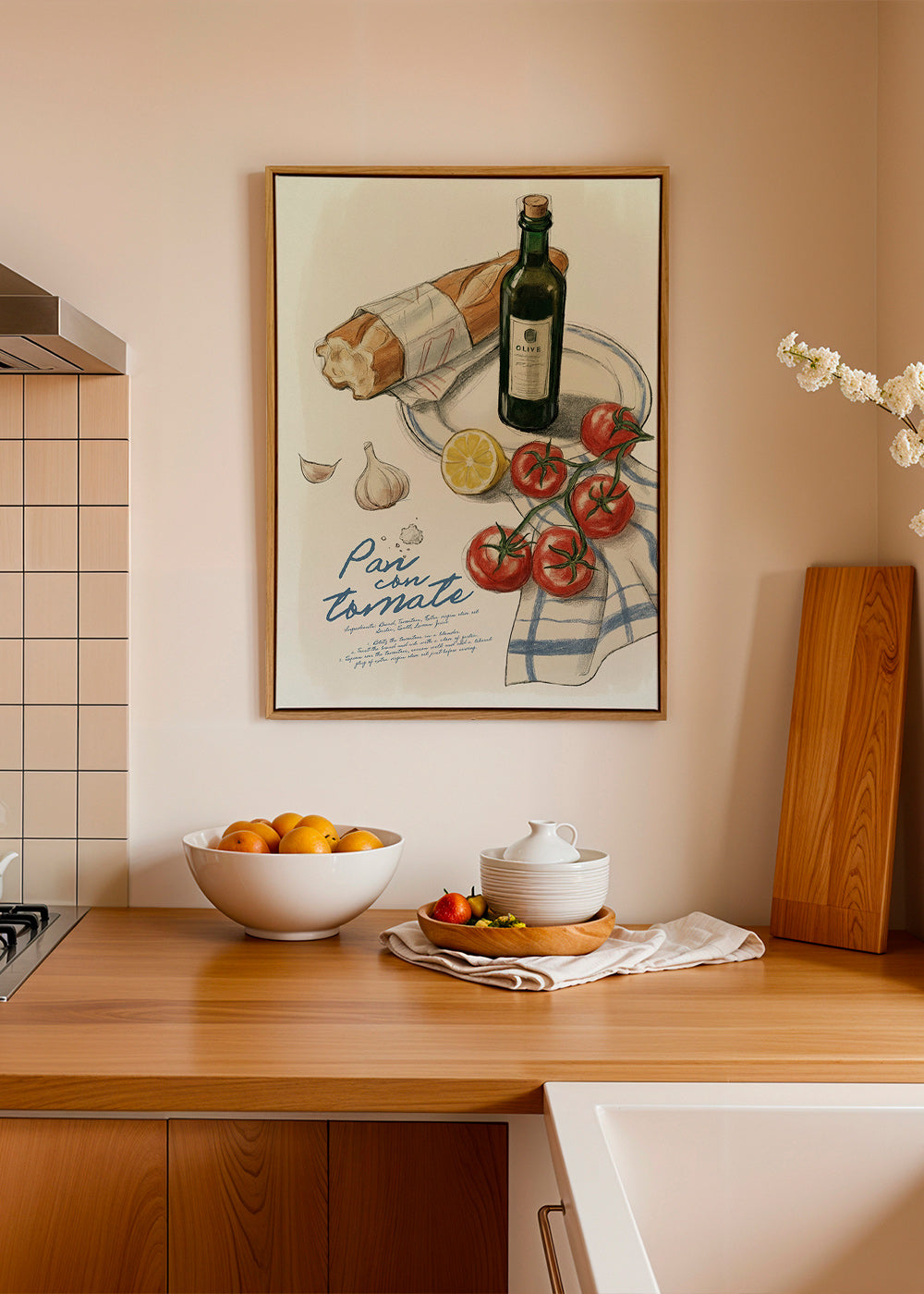Keuken kunst Brood met tomaat illustratie