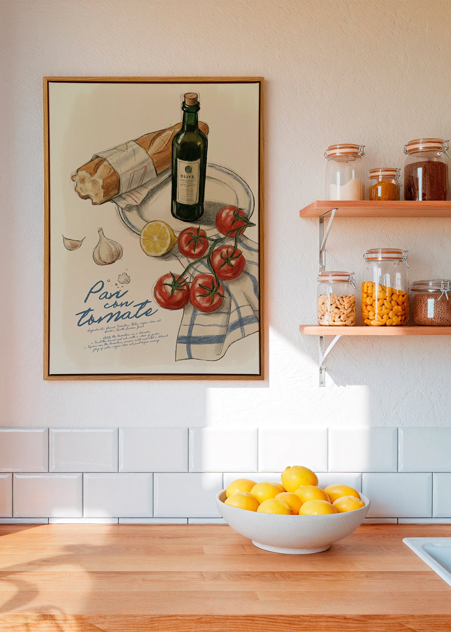 Keuken kunst Brood met tomaat illustratie
