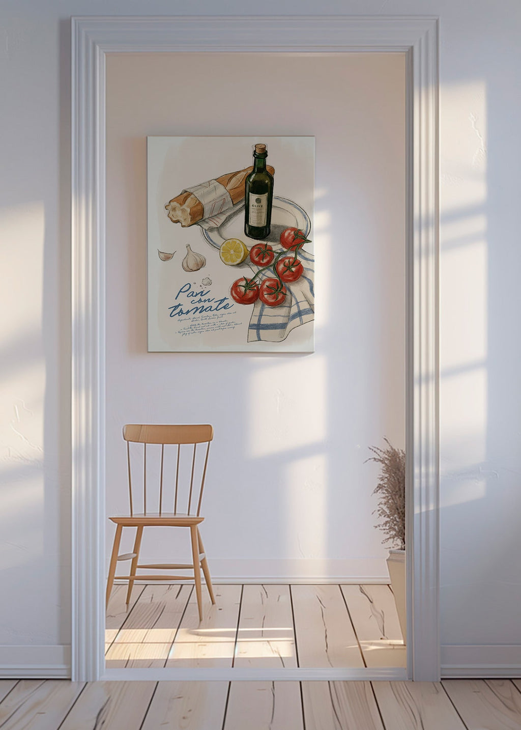 Keuken kunst Brood met tomaat illustratie