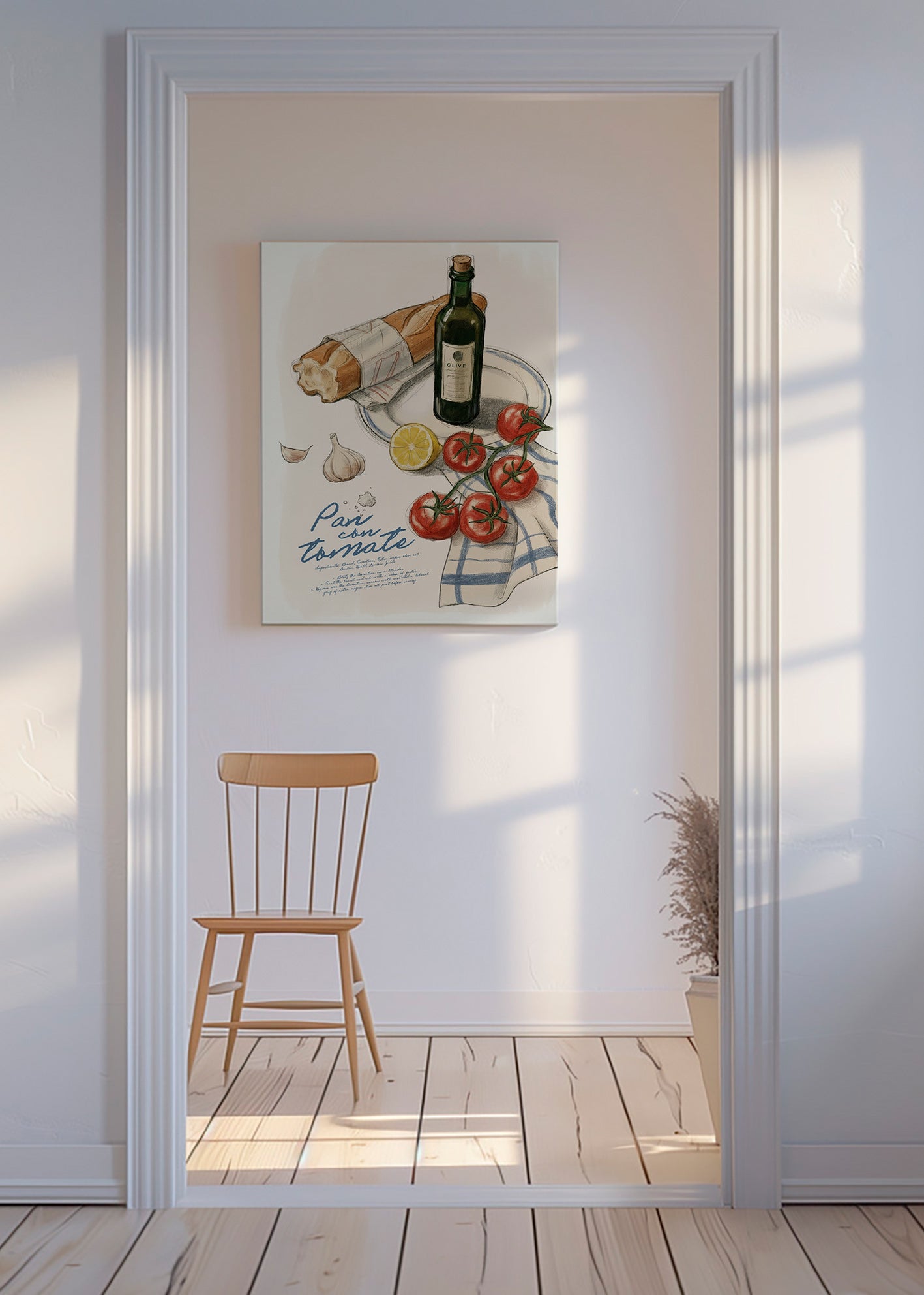 Keuken kunst Brood met tomaat illustratie