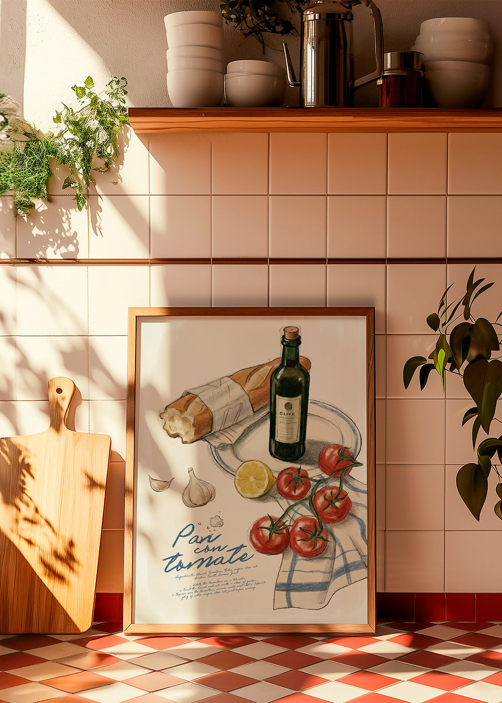 Keuken kunst Brood met tomaat illustratie