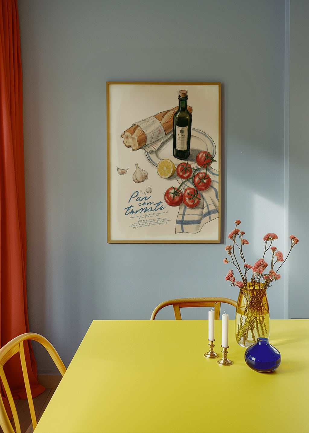 Keuken kunst Brood met tomaat illustratie