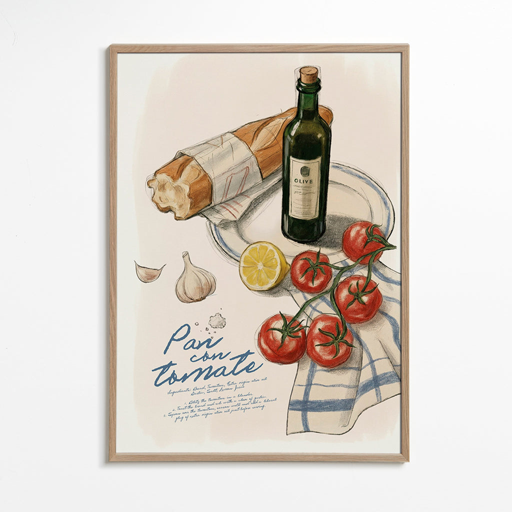 Keuken kunst Brood met tomaat illustratie