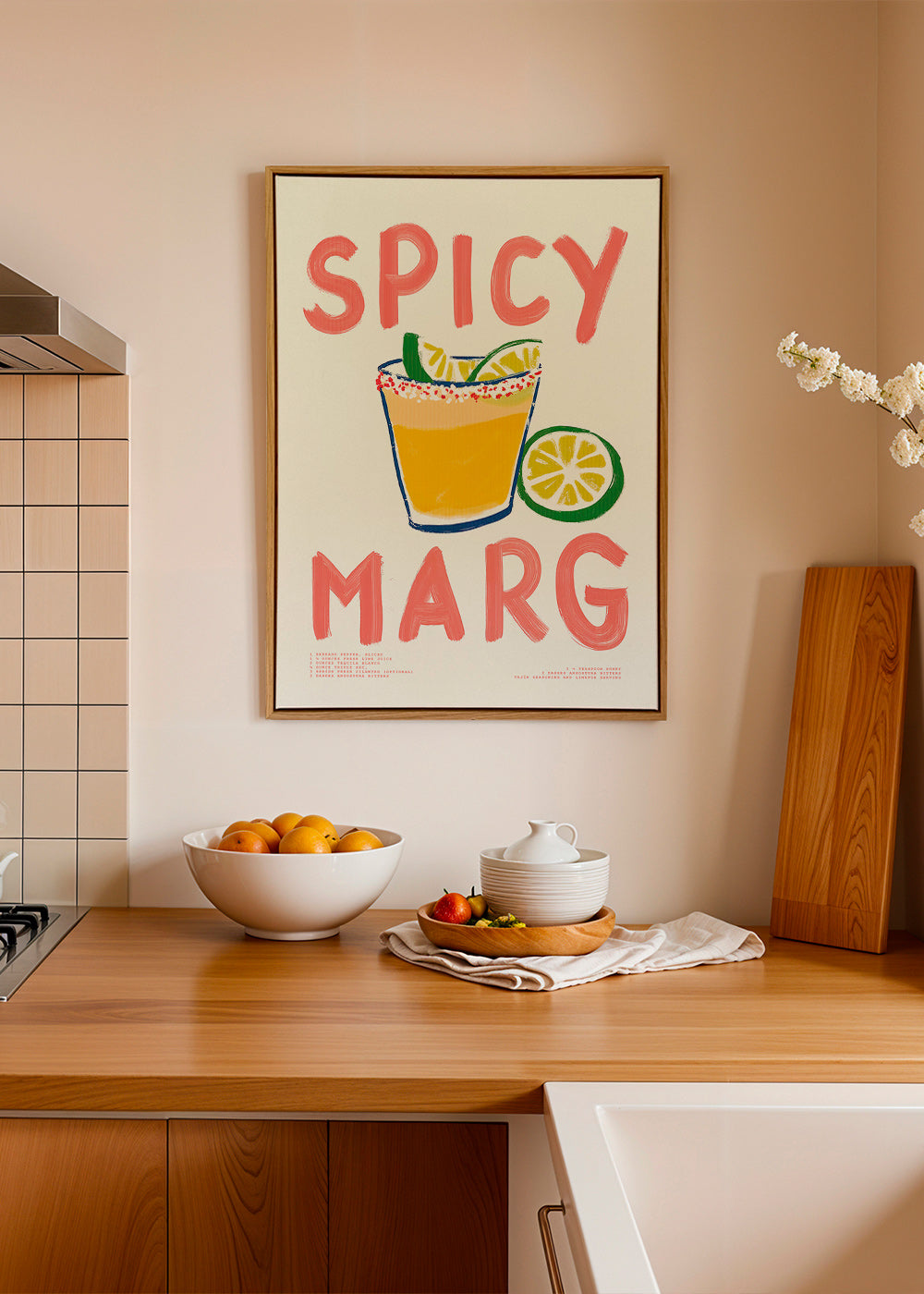 Keuken kunst met geïllustreerde margarita