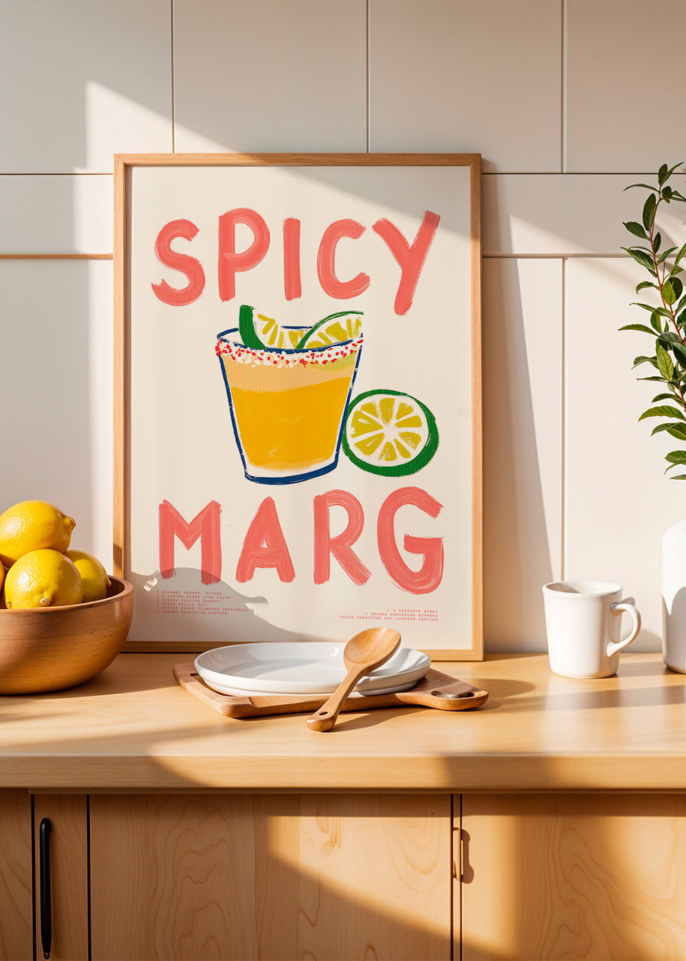 Keuken kunst met geïllustreerde margarita