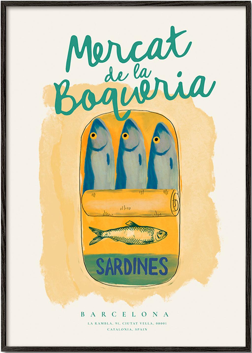 Keuken kunst Mercat de la Boqueria - sardines in blik