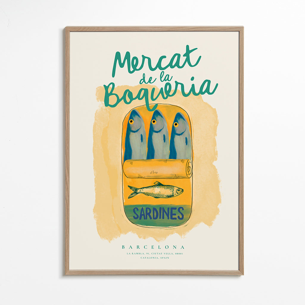 Keuken kunst Mercat de la Boqueria - sardines in blik