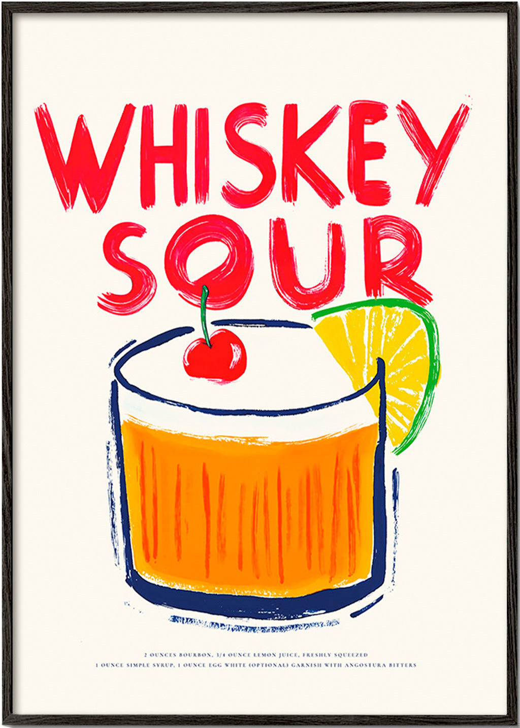 Keuken kunst Whiskey Sour cocktail illustratie