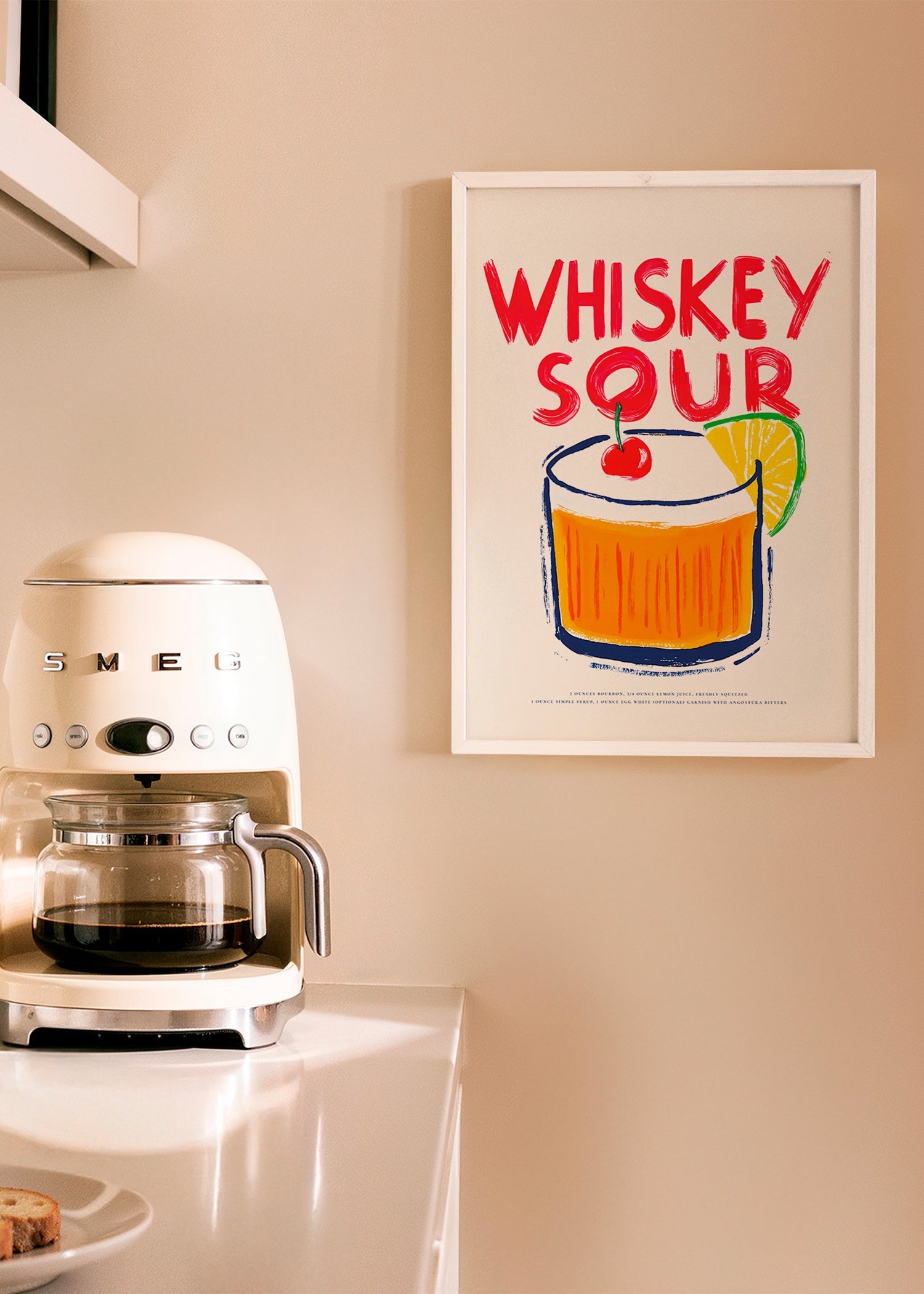 Keuken kunst Whiskey Sour cocktail illustratie