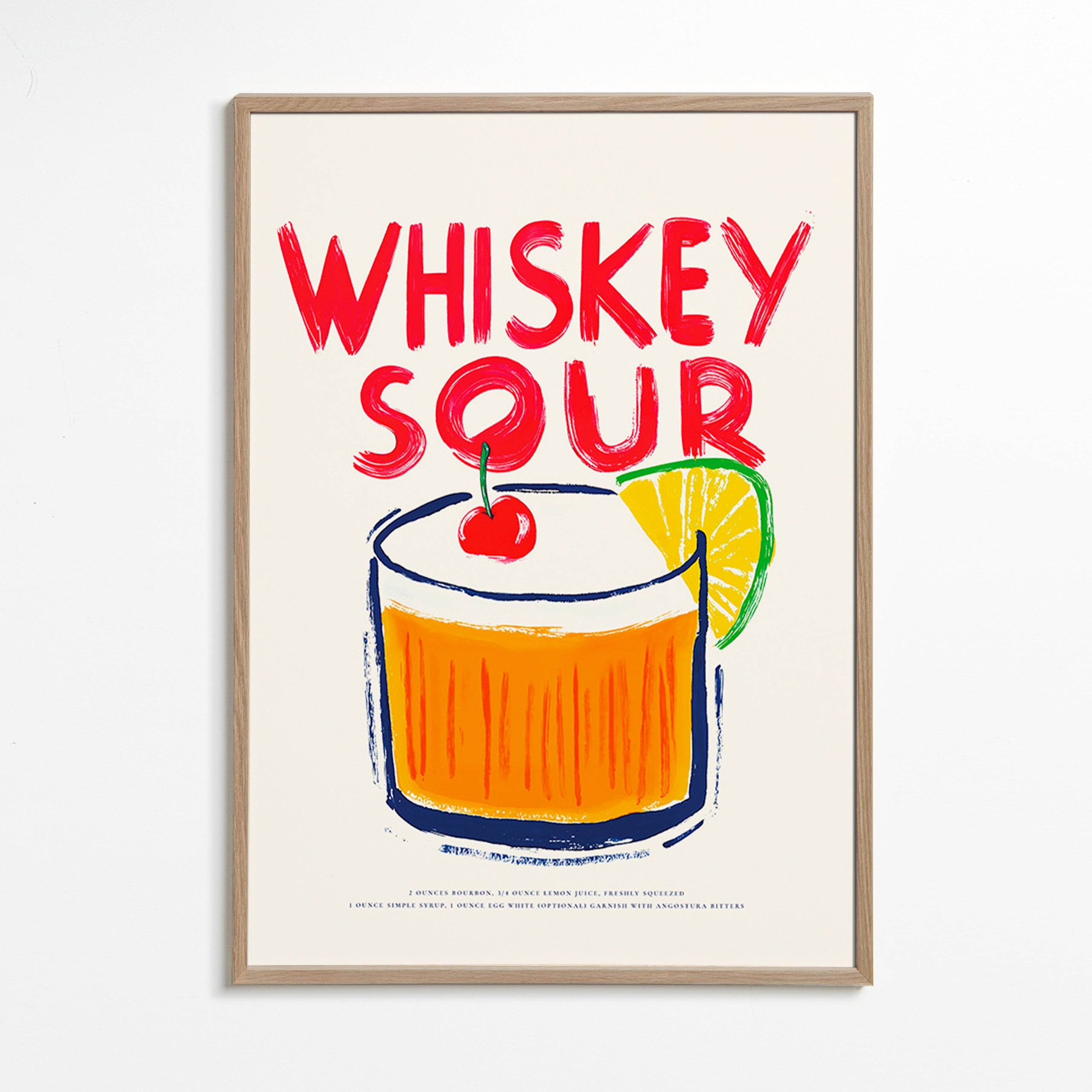 Keuken kunst Whiskey Sour cocktail illustratie