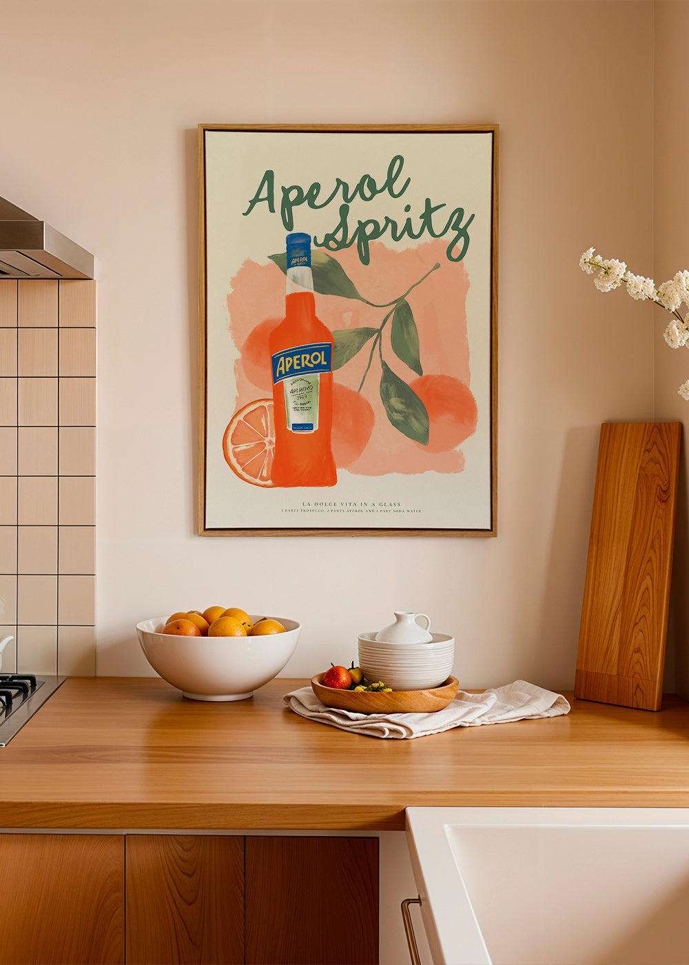 Keuken kunst Aperol Spritz fles met sinaasappels