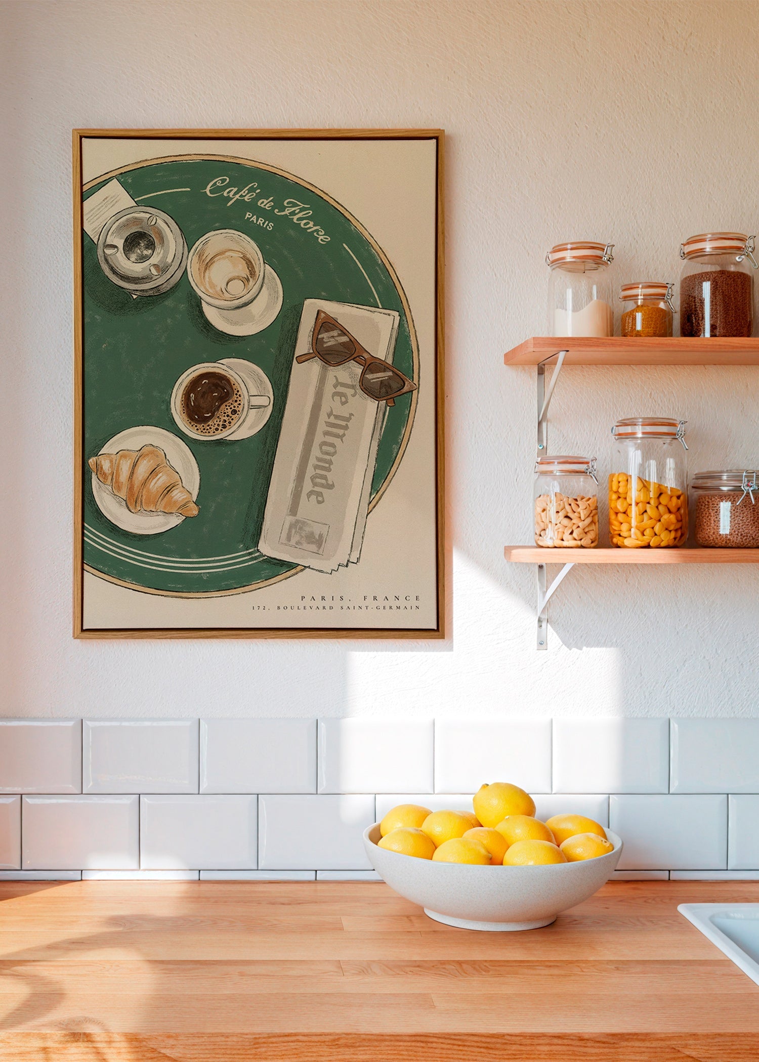 Keuken kunst Café de Flore geïllustreerde croissant