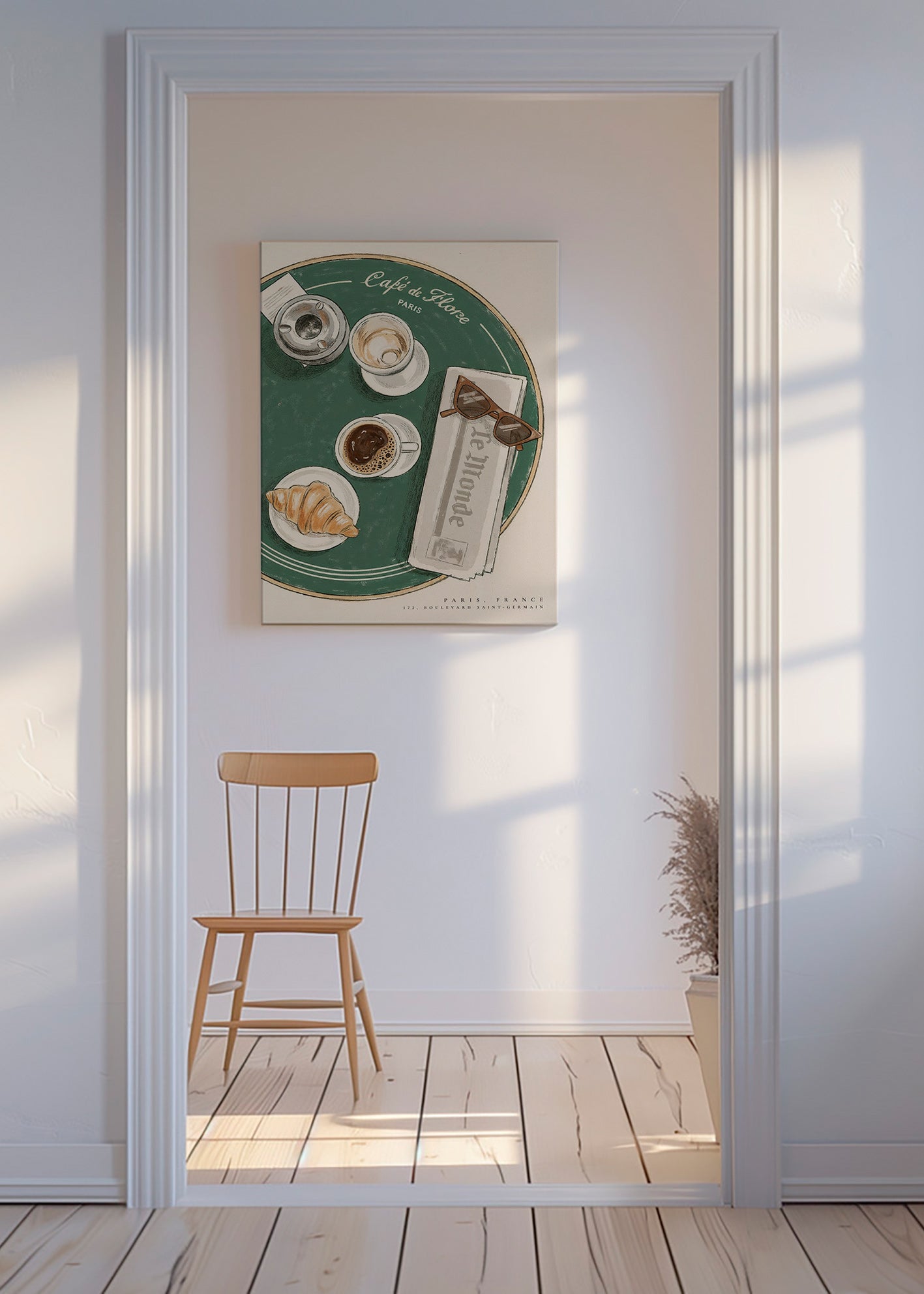 Keuken kunst Café de Flore geïllustreerde croissant