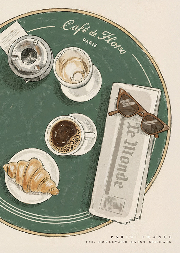 Keuken kunst Café de Flore geïllustreerde croissant