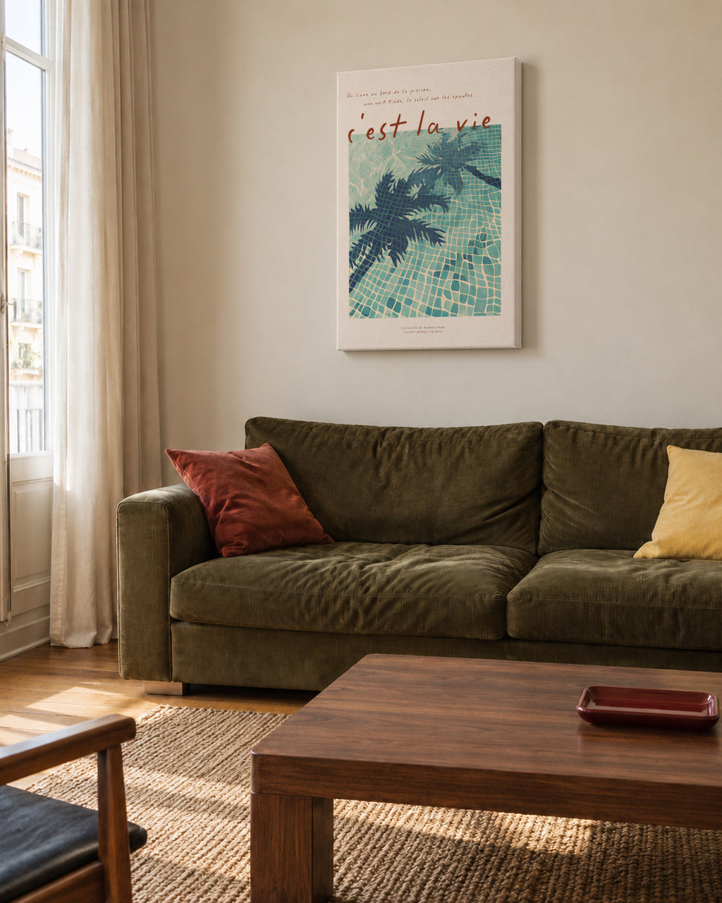 Poolside Reverie - Unframed canvas in an interior