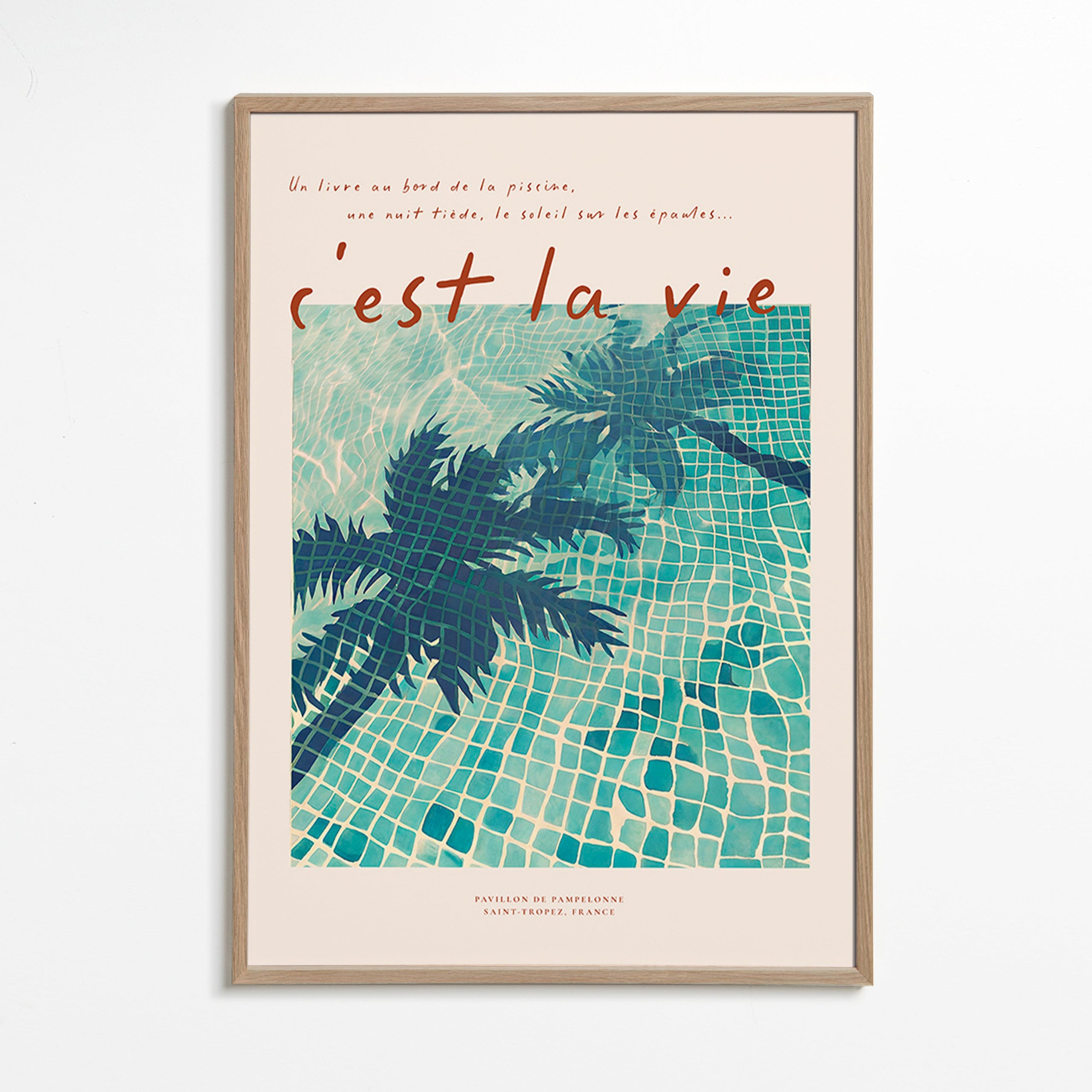 Illustratie zwembad met palmenschaduw