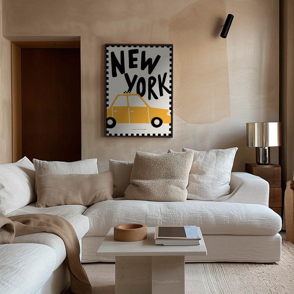 Reisposter New York taxi met stevige letters