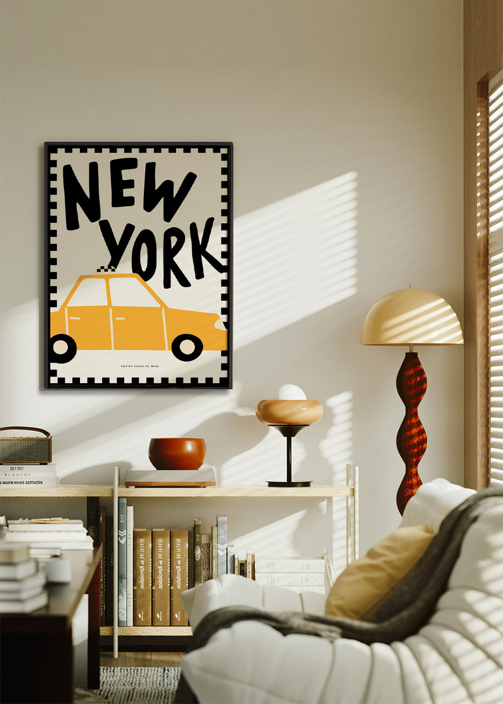 Reisposter New York taxi met stevige letters