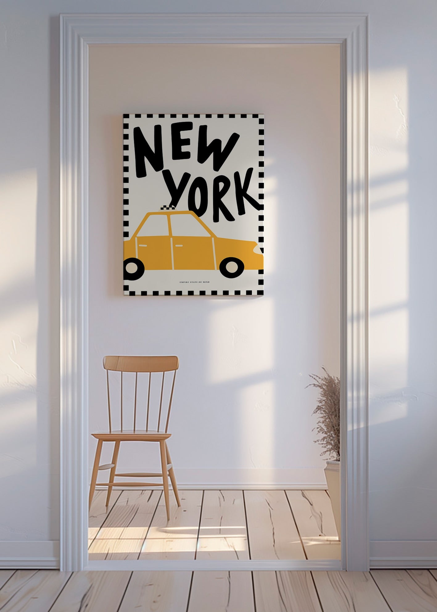 Reisposter New York taxi met stevige letters