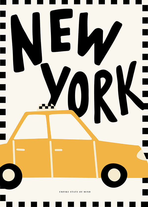 Reisposter New York taxi met stevige letters