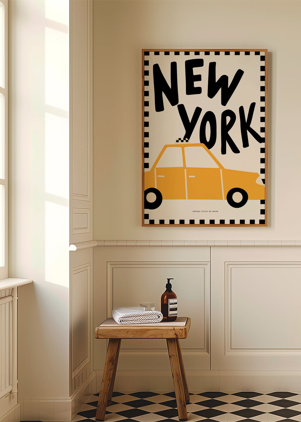 Reisposter New York taxi met stevige letters
