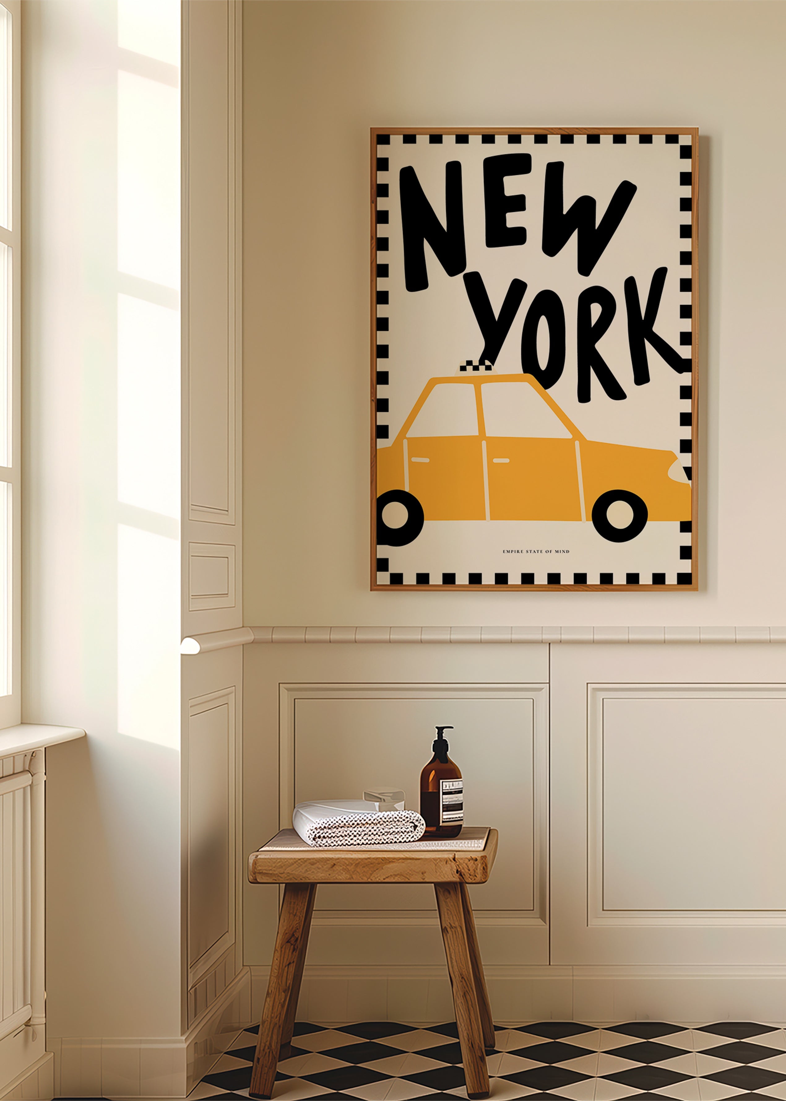 Reisposter New York taxi met stevige letters