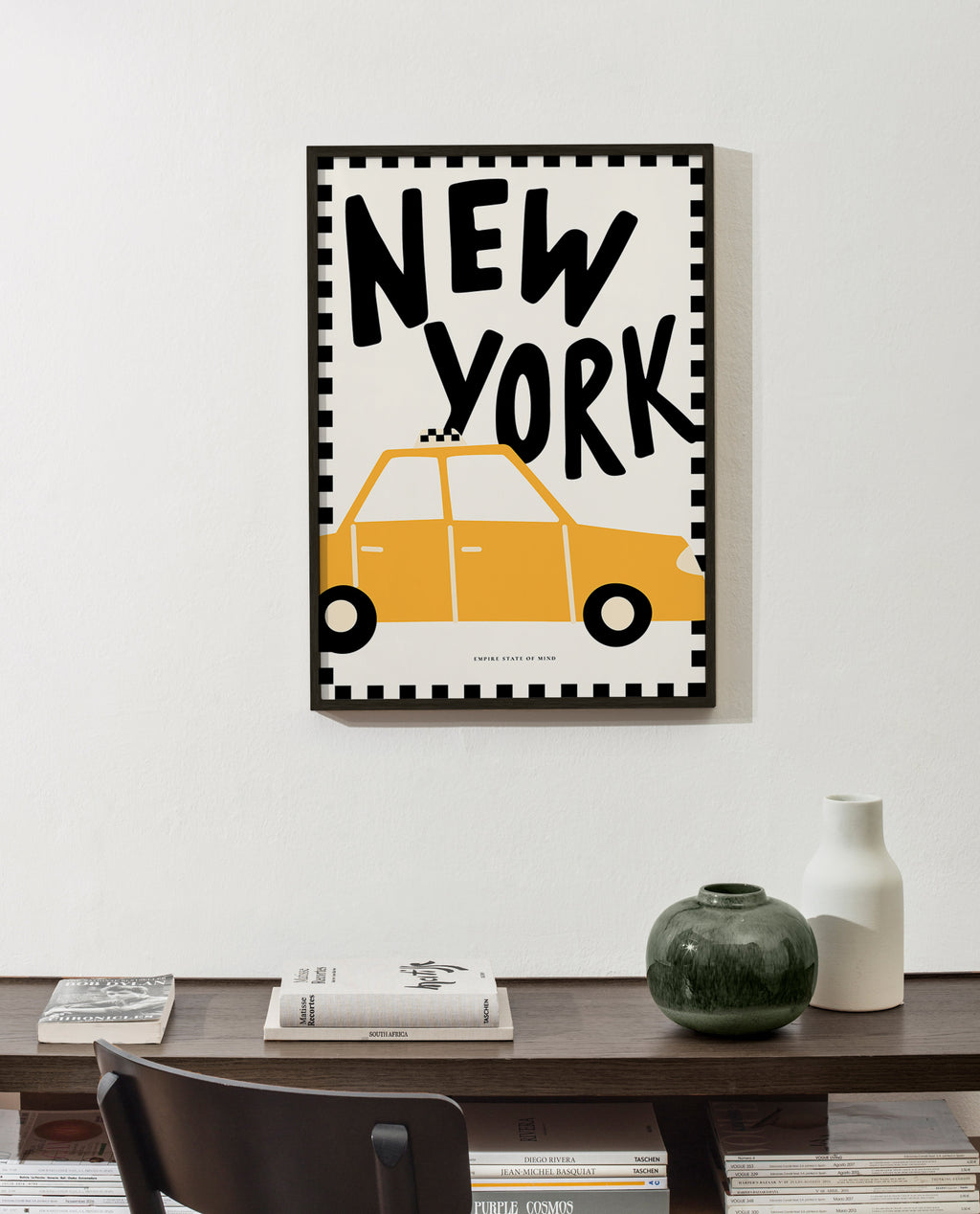 Reisposter New York taxi met stevige letters