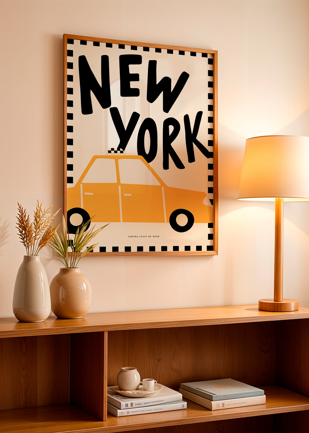 Reisposter New York taxi met stevige letters