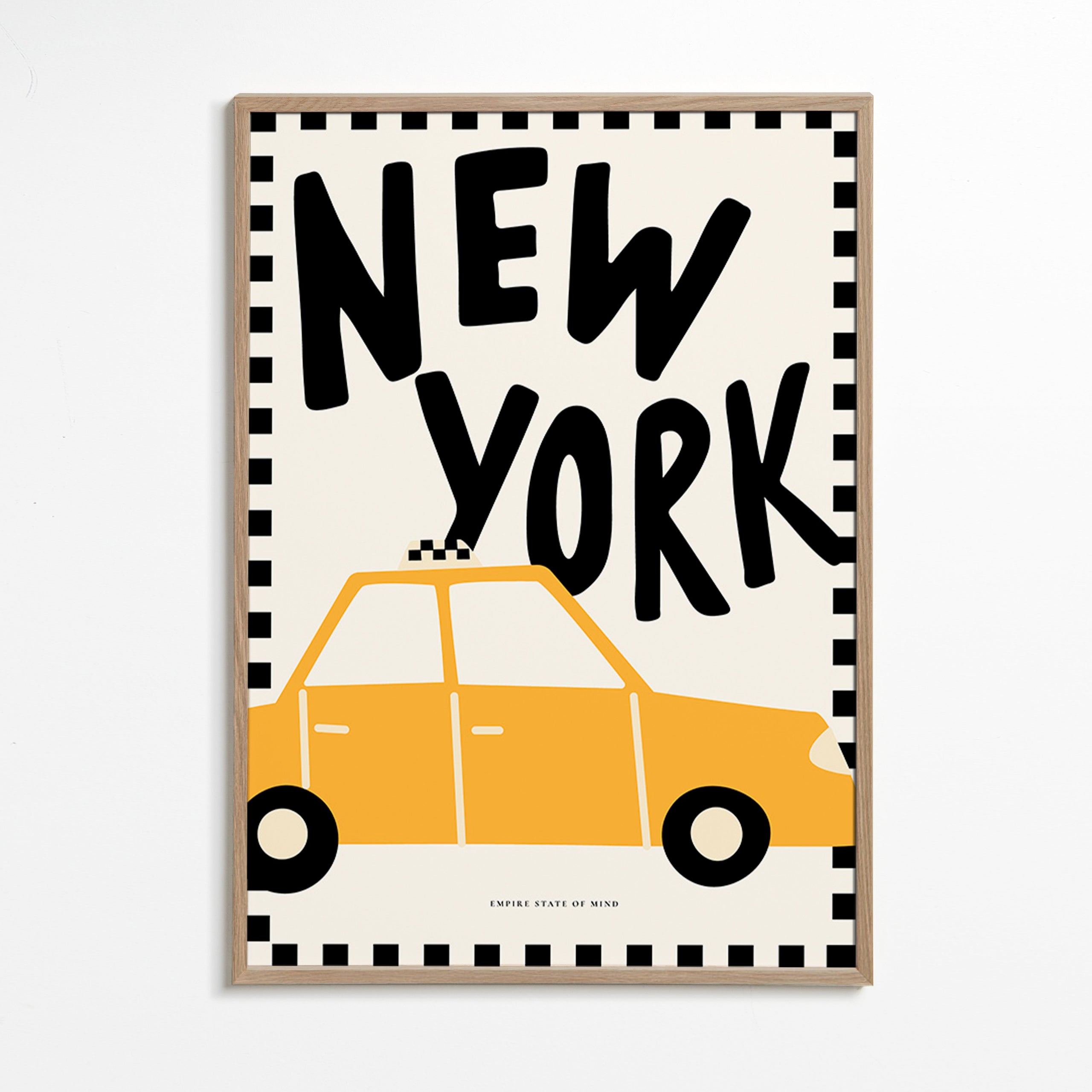 Reisposter New York taxi met stevige letters