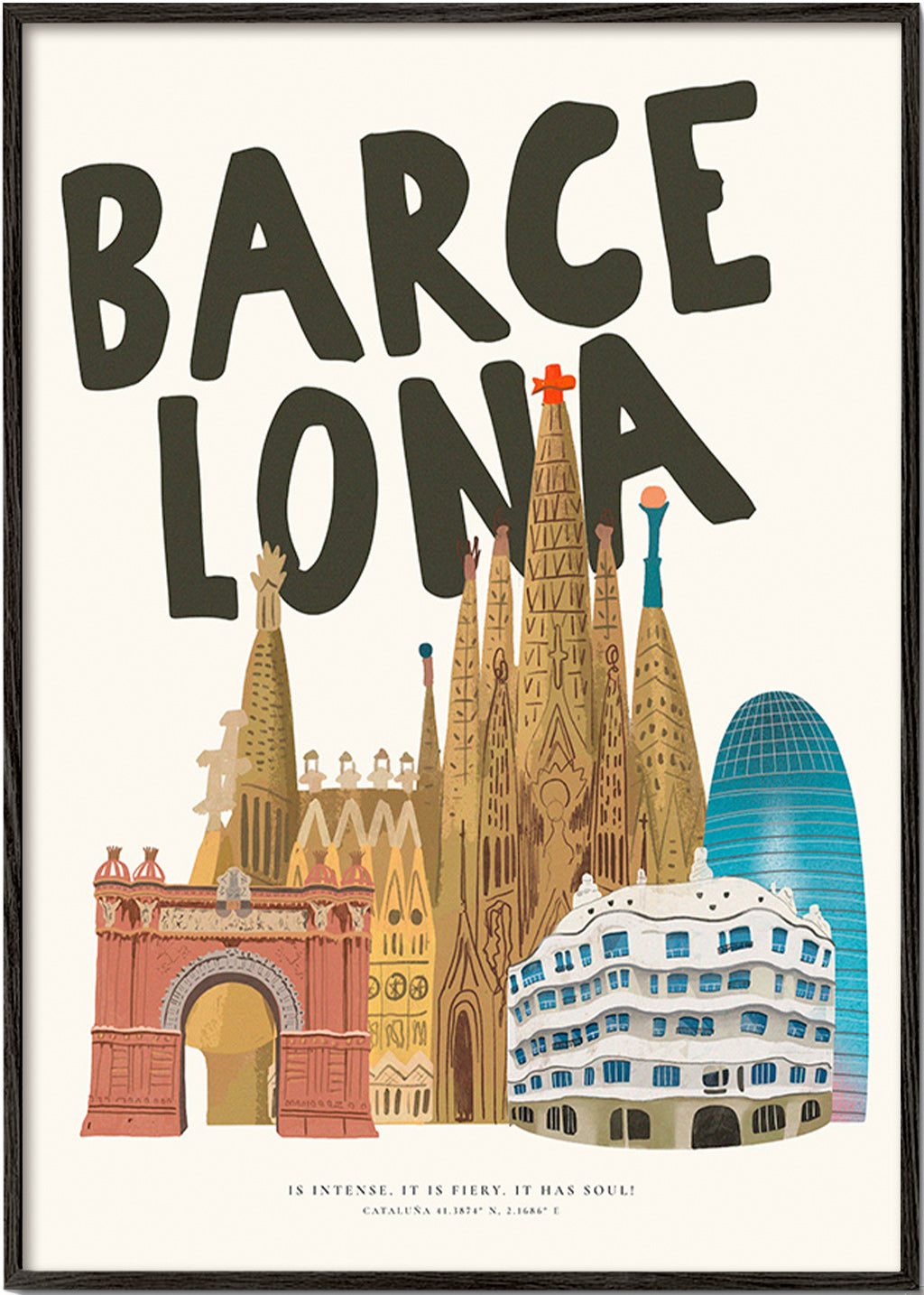 Stadskunst Barcelona geïllustreerde skyline