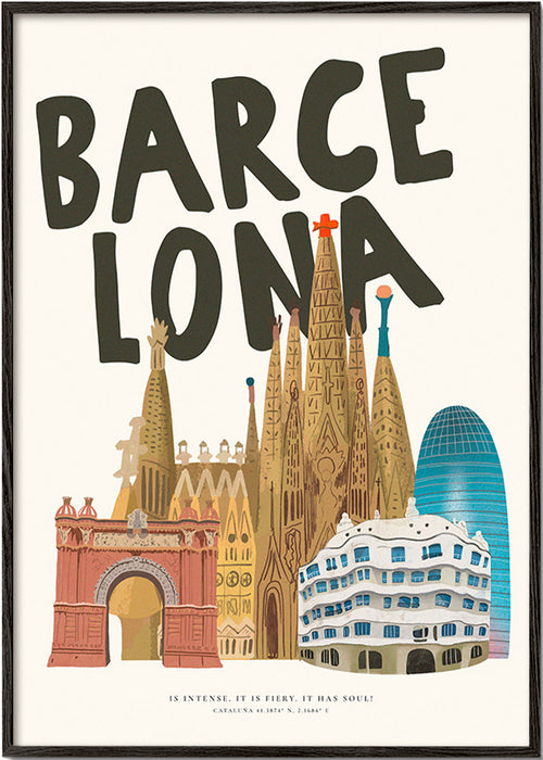 Stadskunst Barcelona geïllustreerde skyline