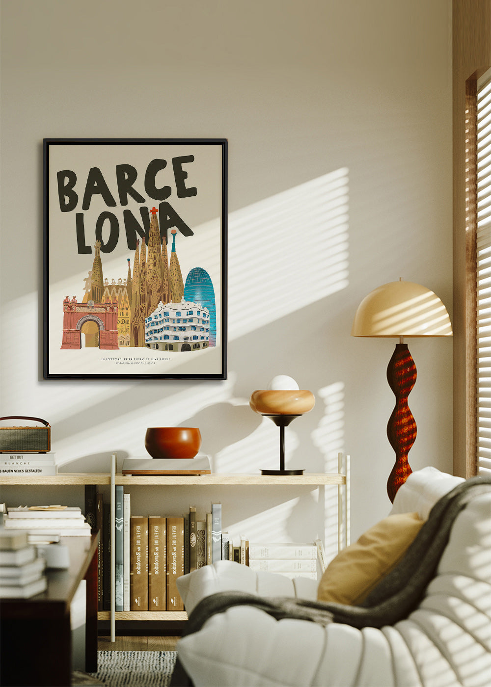 Stadskunst Barcelona geïllustreerde skyline