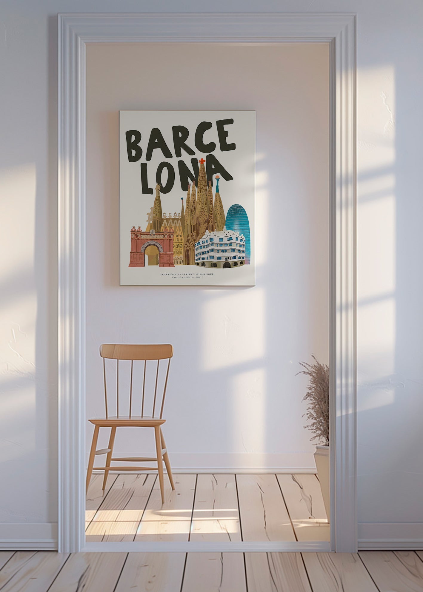 Stadskunst Barcelona geïllustreerde skyline