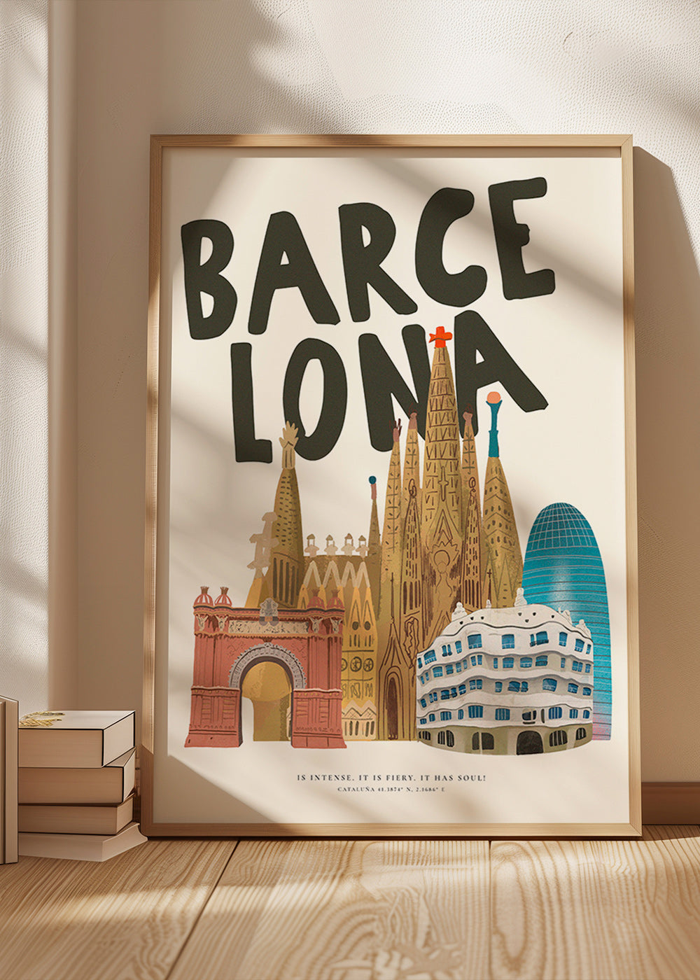 Stadskunst Barcelona geïllustreerde skyline