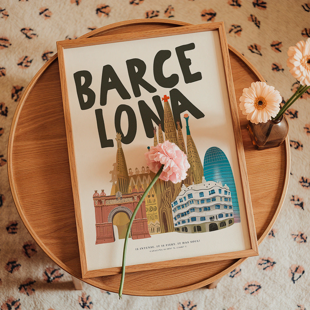 Stadskunst Barcelona geïllustreerde skyline