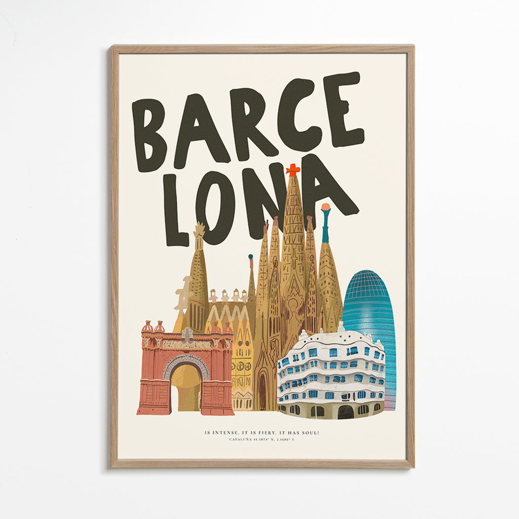 Stadskunst Barcelona geïllustreerde skyline