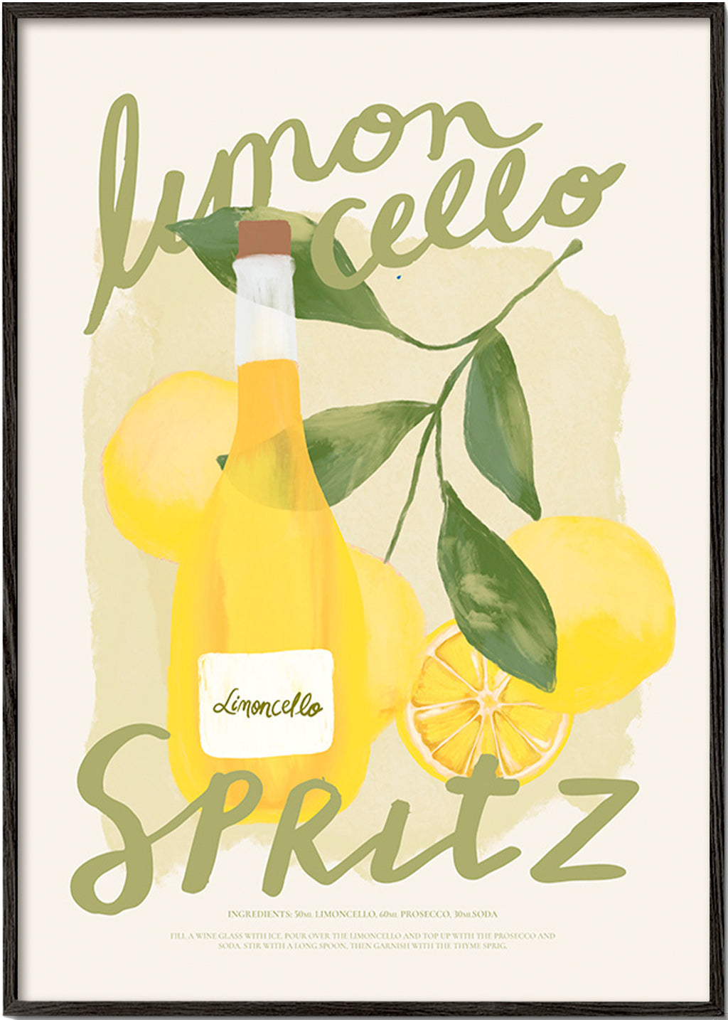 Keuken kunst Limoncello Spritz illustratie