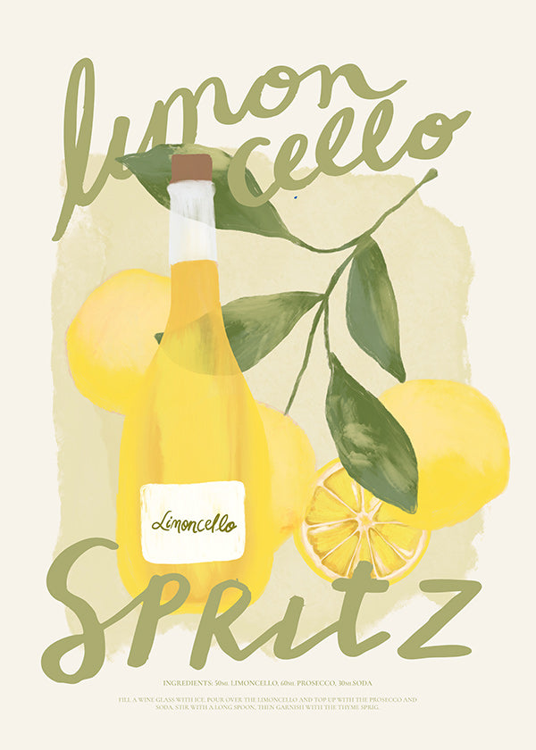 Keuken kunst Limoncello Spritz illustratie