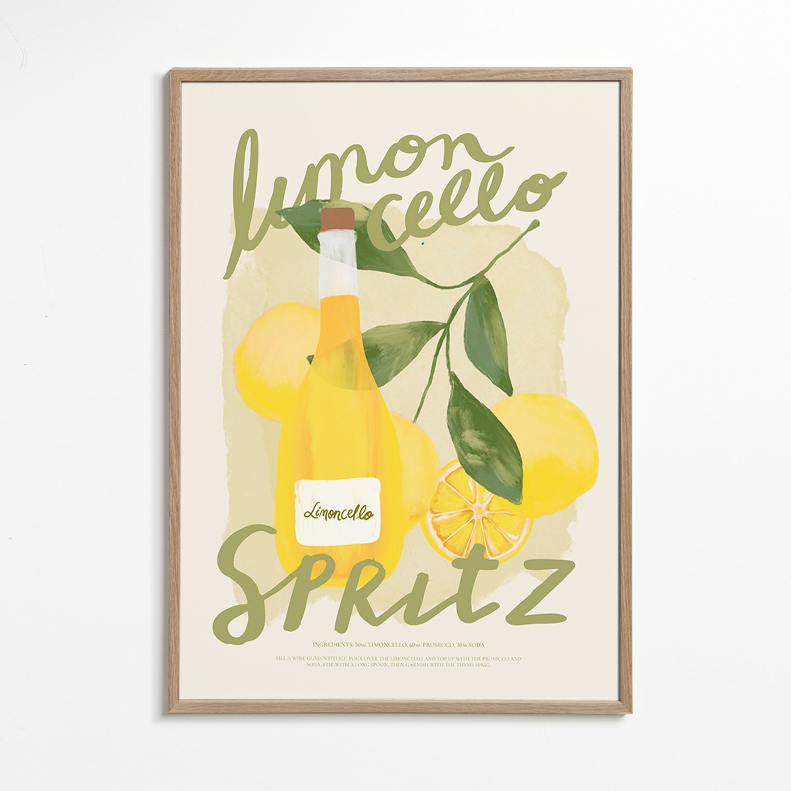 Keuken kunst Limoncello Spritz illustratie
