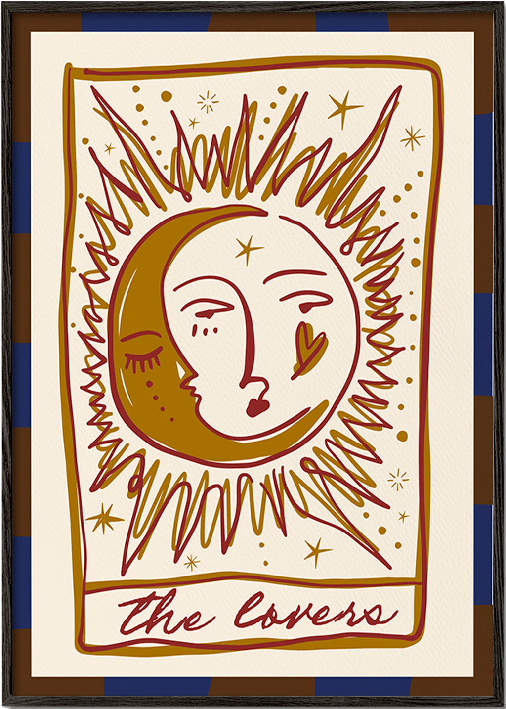 Tarotillustratie 'The Lovers' zon en maan