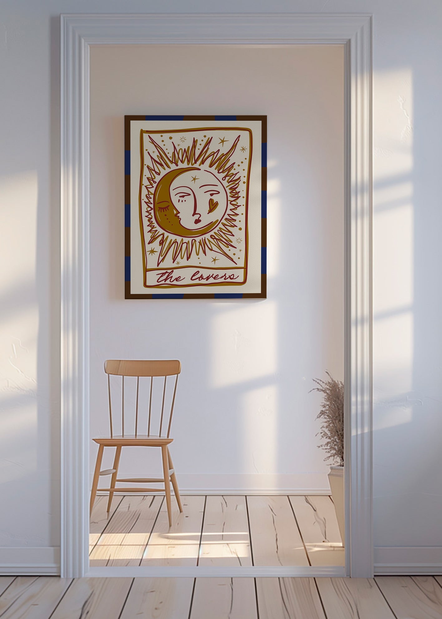 Tarotillustratie 'The Lovers' zon en maan