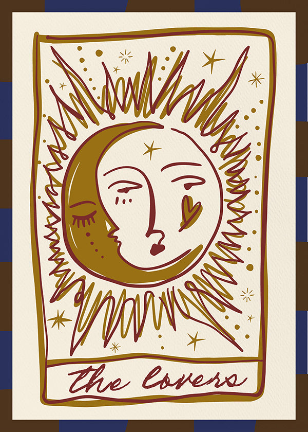 Tarotillustratie 'The Lovers' zon en maan