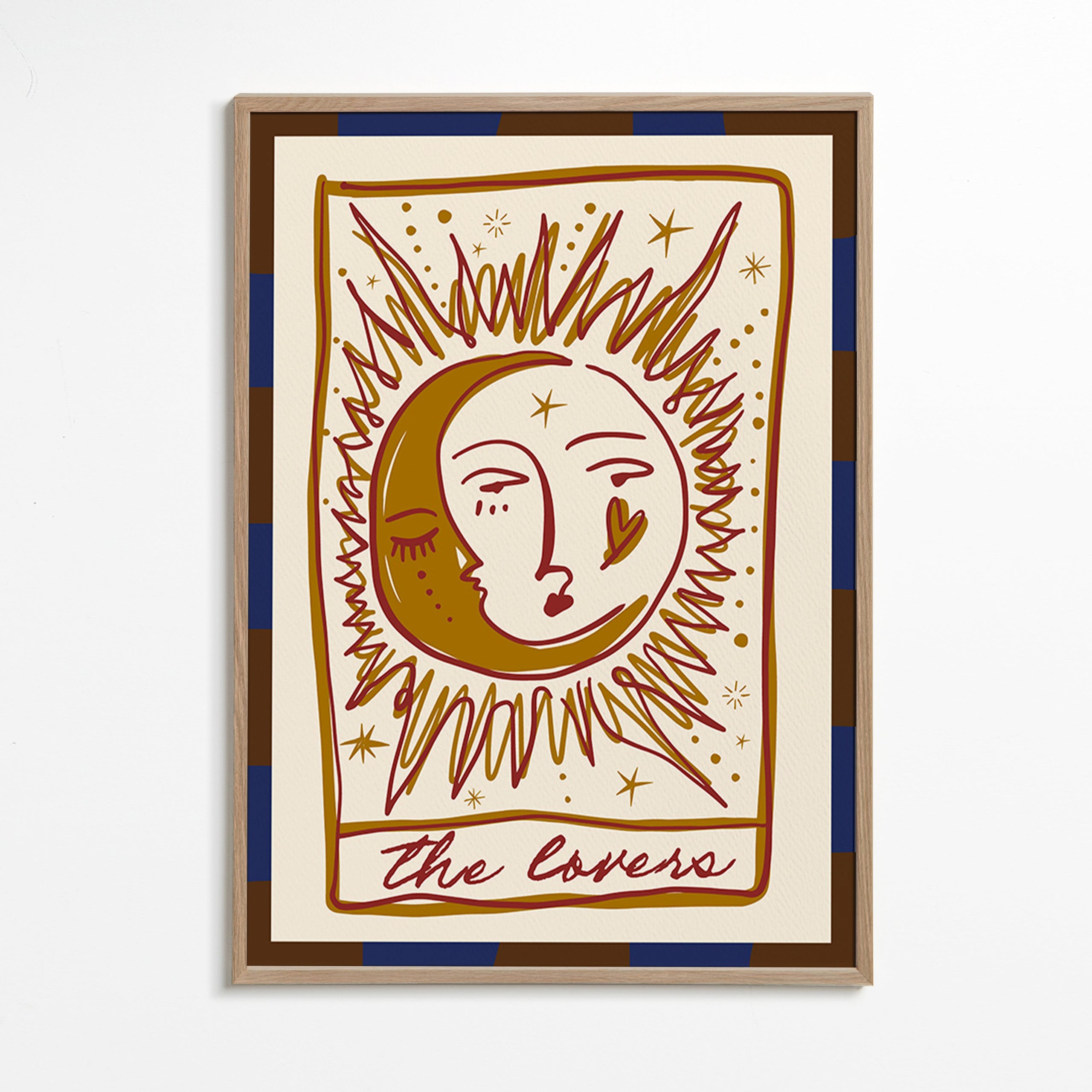 Tarotillustratie 'The Lovers' zon en maan