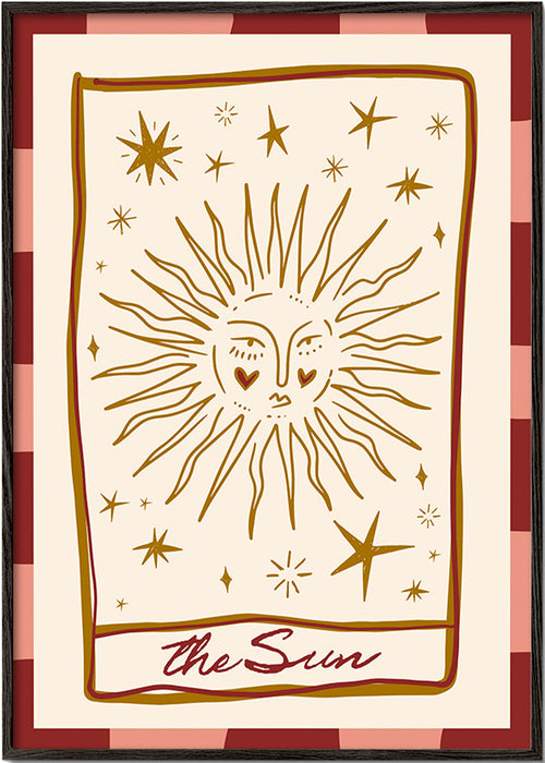 Zonillustratie in vintage kaartstijl